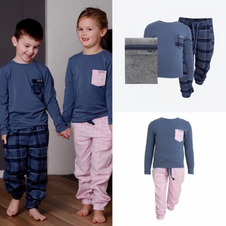 Tufte pysjamas-sett rosa/blå